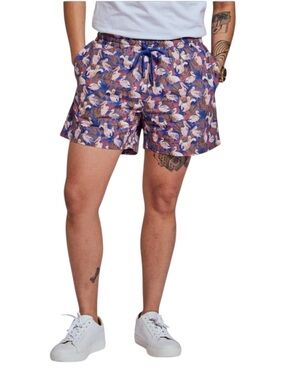 Kirrin Finch Cabana Shorts Pelican Print Cotton Poplin XL